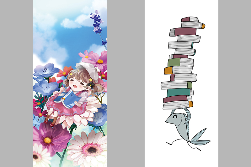 入賞２作品。左：田村さんの作品、右：上野さんの作品